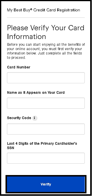 Best Buy Credit Card Registration