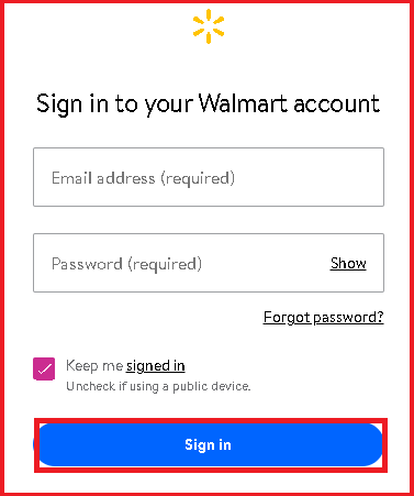 how to reset password for walmart application