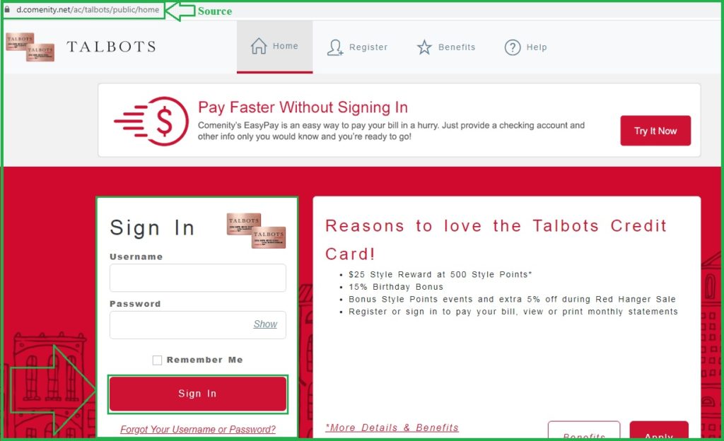 Talbots Credit Card Login Bill Payment, Password Reset